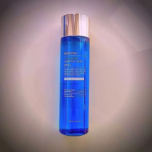 Farmstay Collagen Water Full Moist Serum 8.45 fl. oz/ 250ml | Moisturizing Serum with Hydrolyzed Collagen for Hydration and Elasticity, Korean Skin Care