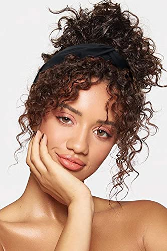 WOVOWOVO Top Knotted Headbands for Women Girls, Twist Wide Head Bands Yoga Non Slip Fashion Elastic Hairbands for Women's Hair Accessories (Black)