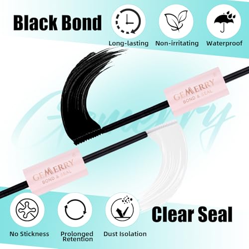 GEMERRY Lash Clusters DIY Lash Extension Kit 30D+40D+50D D Curvature Individual Lashes Eyelash Extension Kit 280 pcs Thin Band Cluster Lash Bond and Seal Tweezers with Lash Remover