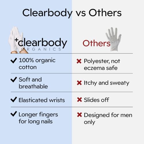 White Cotton Sleeping Gloves for Dry Hands - Small, Organic, Breathable, Reusable
