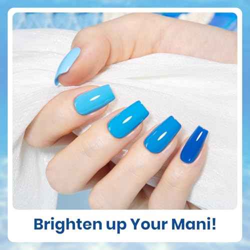 Beetles Blue Gel Polish Set Winter Gel Nail Polish 6 Colors Light Baby Dark Navy Blue Soak off Uv Led Lamp Needed Manicure DIY Home Gifts for Women Ocean Range