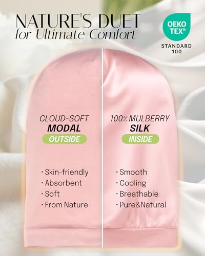 OLESILK 100% Mulberry Silk Bonnet for Sleeping - Hair Wrap for Curly Hair Care