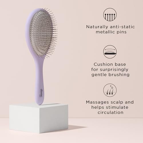 Diane Metallic Pin Detangler Hair Brush ? Anti-Static Metallic Pin Hair Brush for Wet or Dry Hair, Gently Massages Scalp & Smooths Frizz, Flexible Cushion Brush for Fine, Thick, or Textured Hair