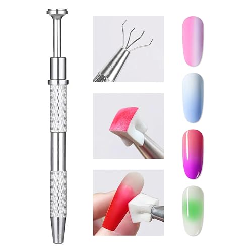 100Pcs Ombre Nail Sponges Set with Gold Grabbing Pen & Storage Box