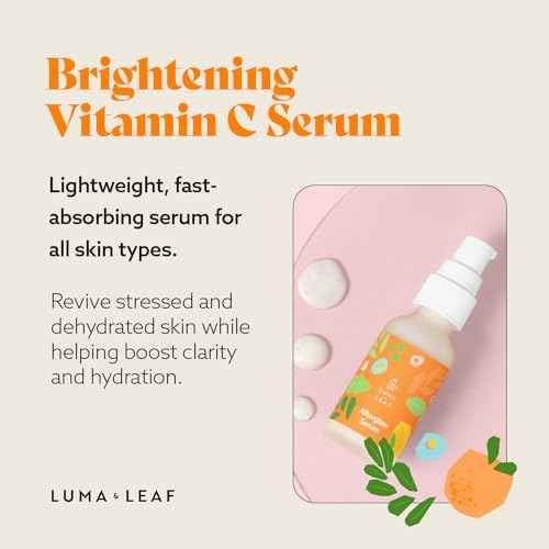 Vitamin C Serum for Face - LUMA & LEAF Brightening Serum with Jojoba Oil, Reduces Dark Spots, Uneven Skin Tone, Discoloration, and Sensitive Skin Care - 1 FL Oz
