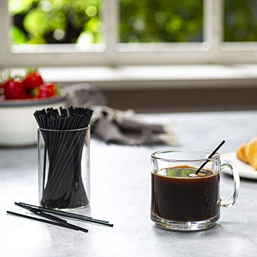 Comfy Package [1000 Count] 5 Inch Coffee & Cocktail Stirrers/Straws Disposable Plastic Sip Stir Swizzle Sticks - Black