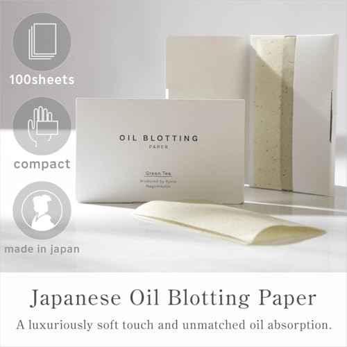 Oil Blotting Paper 100 Sheets, Pack of 1 ? Premium Green Tea Face Blotting Sheets, Oil Absorbing Tissues in Japanese Washi, Easy-Dispense Pack, Made in Japan, Oily Skin Care & Makeup Essential
