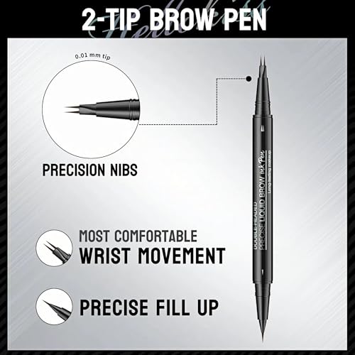 NinjaTiger 2-in-1 Eyebrow Pencil 2-Pack - Waterproof Microblading Brow Pen