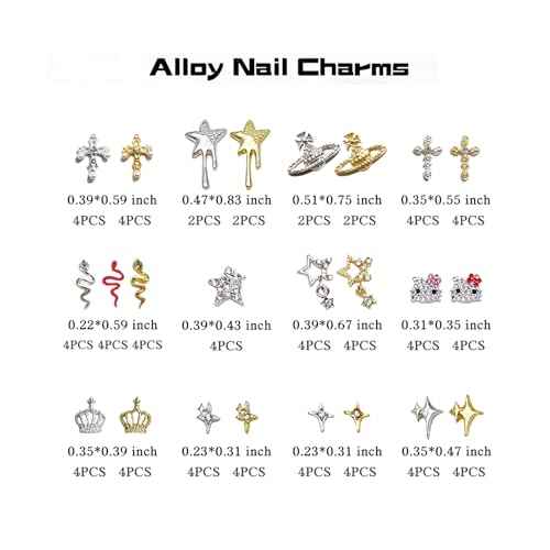 88 Pcs Silver Gold Nail Charms and Gems,Luxury Zircon Kitty cat Nail Crown Planet Snake Star Cross Nail Charms Rhinestones Alloy Nail Decoration 3D Nail Charms Y2k for Nail Art DIY Jewel Accessories