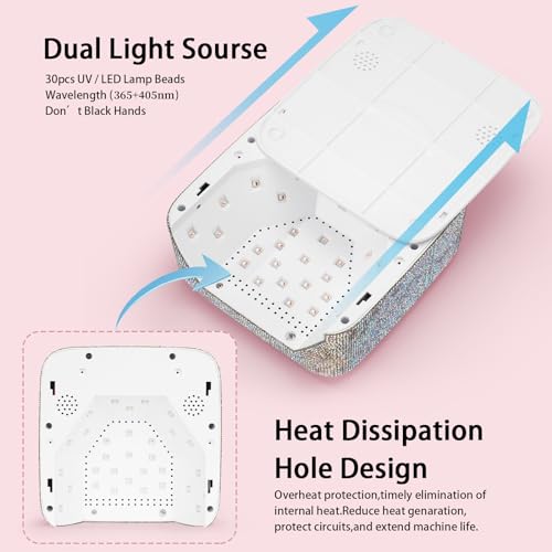 ShineCai Diamond UV LED Nail Lamp 72W Rechargeable Cordless Gel Curing with Auto Sensor & 5 Timer
