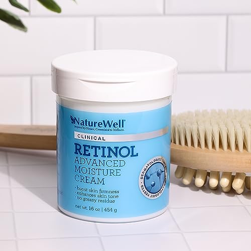 NATURE WELL Clinical 2.0 Retinol Advanced Moisture Cream for Face, Body, & Hands, Boosts Skin Firmness, Enhances Skin Tone, No Greasy Residue, 16 Oz