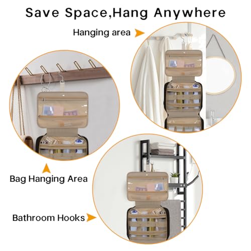 Toiletry Bag for Women, Hanging Travel Toiletry Bag with Jewelry Organizer Compartment Large Makeup Bag, Cosmetic for Travel Business Trips Camping Bathroom Black