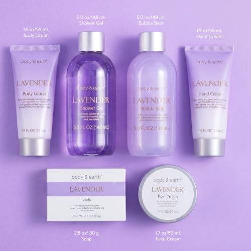 Lavender Spa Gift Set for Women - 6-Piece Bath Kit