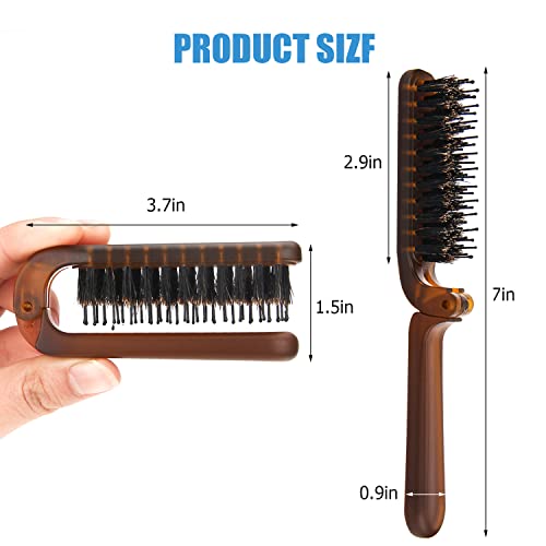 Travel Folding Hair Brush with Boar Bristles | Portable Mini