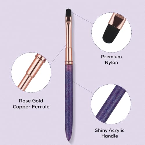 YIHUALE 5-Piece Purple Nail Art Brush Set for DIY Manicure & Nail Design