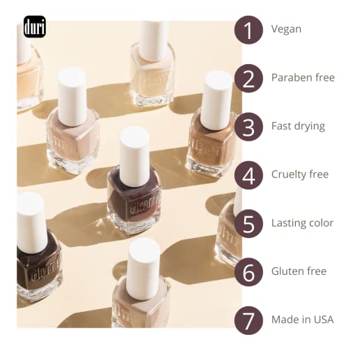 duri Nail Polish, GBD202 Neutrals with Flare, Shades of Neutrals, Classic, Full Coverage, Glossy, Solids and Metallic, Fast Drying, Long Lasting, Easy at Home Application Cosmetics