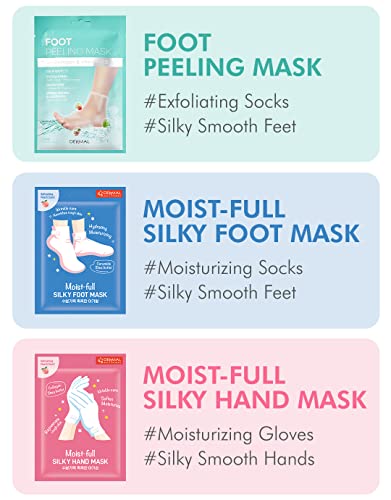 DERMAL Moistfull Silky Hand Mask Gloves with Collagen & Shea Butter (3 Pairs)