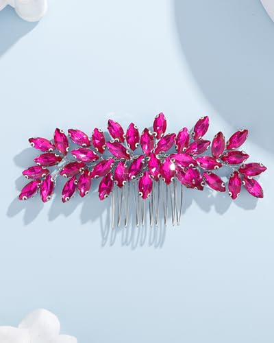 Hot Pink Rhinestone Hair Comb for Women – Wedding & Bridal