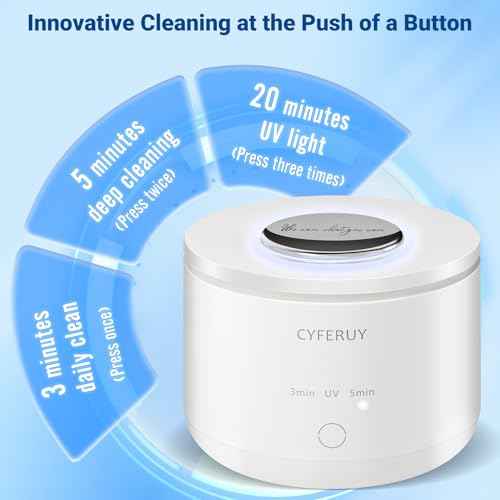 Ultrasonic Retainer Cleaner - 45kHz Retainer Cleaner Machine Dental Cleaning Pod for Dentures, Mouth Guard, Night Guard, Toothbrush Heads, Jewelry with 3 Modes & 160ML Capacity
