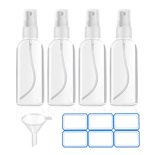 4 Pack 1 Oz Travel Spray Bottles - Clear Refillable Dispenser 30ml