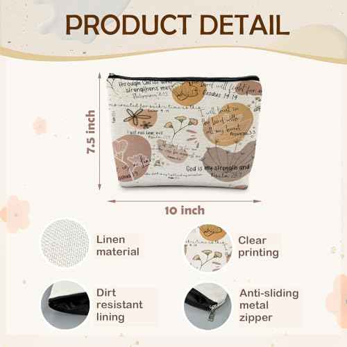 Christian Bible Verse Scripture Gifts for Women Makeup Pouch Bag Cosmetic Bags for Women