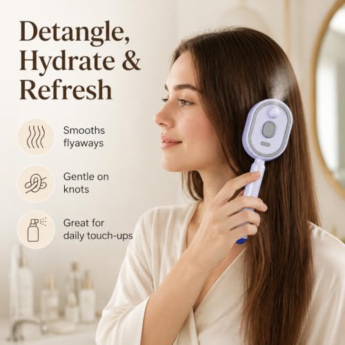 Electric Spray Detangling Hair Brush with Massage & Mist