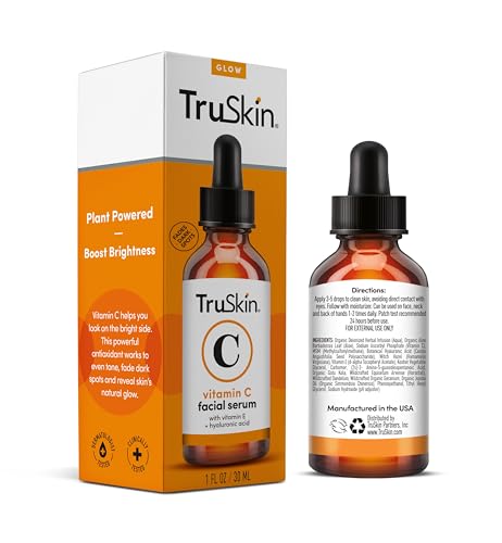 TruSkin Vitamin C Serum – Anti Aging Facial Serum with Vitamin C, Hyaluronic Acid, Vitamin E & More – Brightening Serum for Dark Spots, Even Skin Tone, Eye Area, Fine Lines & Wrinkles, 1 Fl Oz