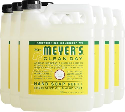 Mrs. Meyer's Honeysuckle Liquid Hand Soap Refill 33 oz, Pack of 6