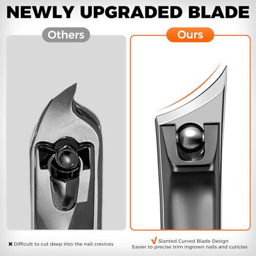 Nail Clippers for Men Thick Ingrown Nails, Wide Jaw Opening Large Toenail Clippers for Seniors Thick Toenails, Upgraded Slanted Curved Ingrown Fingernail Toenail Clippers