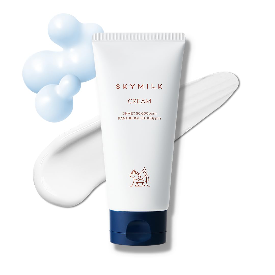 SKYMILK Panthenol Cream with Donkey Milk | 120 ml 4.05 Fl.Oz | Non-Sticky | Hypoallergenic | Deep Moisturization | Anti-Itch | Korean Skincare for Sensitive Skin