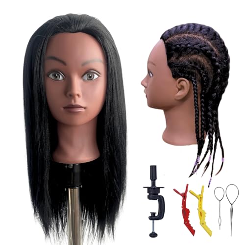 Leticia Mannequin Head for Braiding Practice - 16 Inch Black Hair