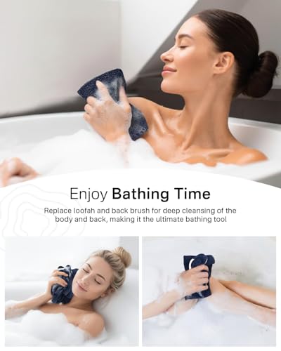 Exfoliating Washcloth with Handles - Back Scrubber for Shower