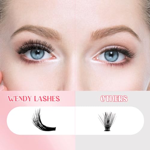 Lash Clusters Kit 60D DIY Cluster Eyelash Extensions 3D Effect D Curl 8-16mm Mixed Length Individual Lashes Kit with Lash Bond and Seal Waterproof and Applicator for DIY Lash Clusters Kit