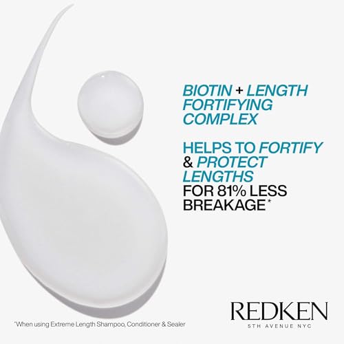 Redken Extreme Length Biotin Shampoo & Conditioner Set For Longer Hair ? Promotes Healthy Hair Growth, Strengthens Damaged Hair, Prevents Hair Breakage, Infused With Biotin