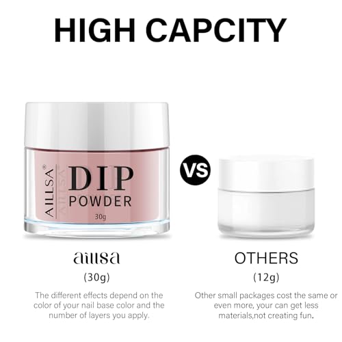 AILLSA Translucent Jelly Dip Powder - Salmon Pink Nude DIY Nail Powder (30g)