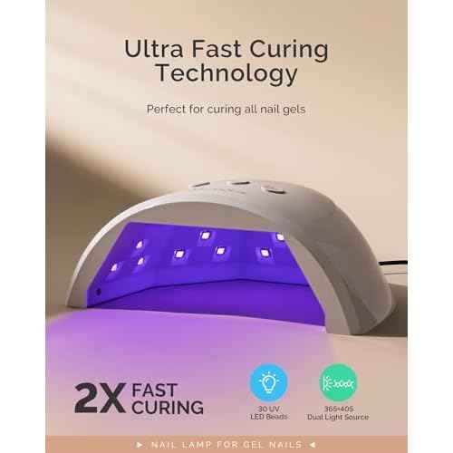 MelodySusie Compact Advanced UV LED Nail Lamp, P-Plus30F Nail Dryer with 3 Timers & Smart Sensor Cures All Gels, Especially Rhinestone Glue, Solid & Liner Gel Polishes for Advanced DIY at Home-White