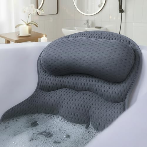 Bath Pillows for Tub, Bath Pillow Luxury Bathtub Pillows for Head and Neck Support - With 4D Air Mesh Fabric & Strong 6 Suction Cups, Tub Pillow For Bathtub, Bath Accessories & Spa Gifts For Women Men