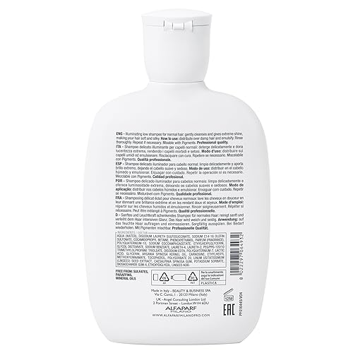 ALFAPARF MILANO Semi di Lino Diamond Shine Illuminating Sulfate Free Shampoo - Adds Gloss and Shine - Paraben and Paraffin Free - Safe on Color Treated Hair - Professional Salon Quality