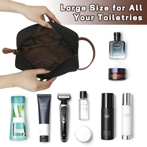 Personalized Toiletry Bag for Men - Canvas & Leather Dopp Kit