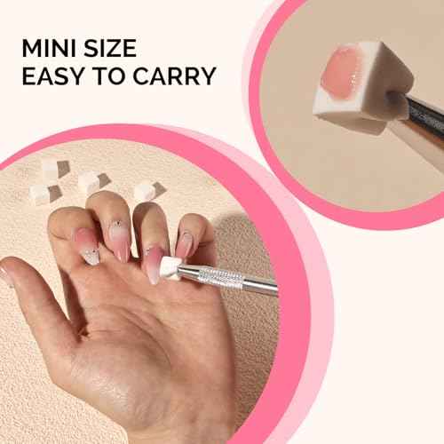 MelodySusie 100Pcs Soft Nail Sponges for Ombre, Nail Art Sponges With Grabbing Pen, Blooming Nails, Gradient Nail, Manicure Nail Art Tools, Professional Accessories Supplies for Home and Salon Use