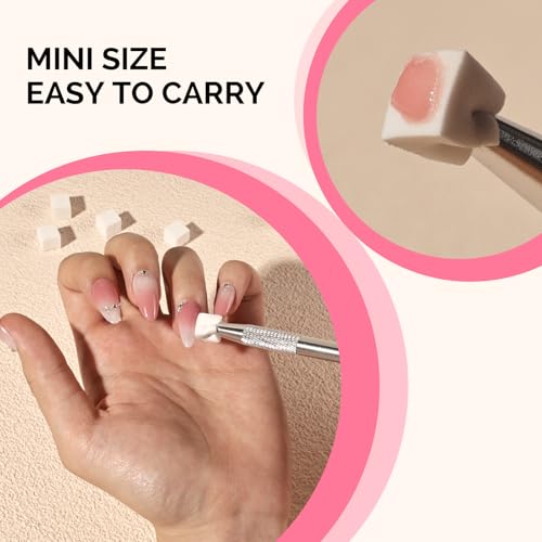 MelodySusie 100Pcs Soft Nail Sponges with Grabbing Pen - Ombre & Gradient Nail Art Tools