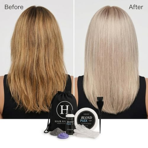 Hair Bleaching Kit 6 Piece Blond Plex Charcoal Lightener & Developer Set – Dust-Free, Anti-Brass Violet Developer for Blonde Hair
