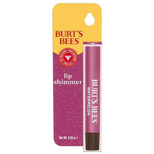 Burt's Bees Shimmer Lip Tint, Tinted Lip Balm Stick, Moisturizing for All Day Hydration with Natural Glowy Pigmented Finish & Buildable Color, Watermelon, 1 Tube, 0.09 oz.