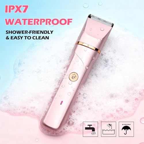 2 in 1 Electric Shaver for Women, Dry/Wet Use for Bikini, Armpit, Face & 12 Precision Areas, Rechargeable Purple Shaver with Detachable Head, Golden Purple