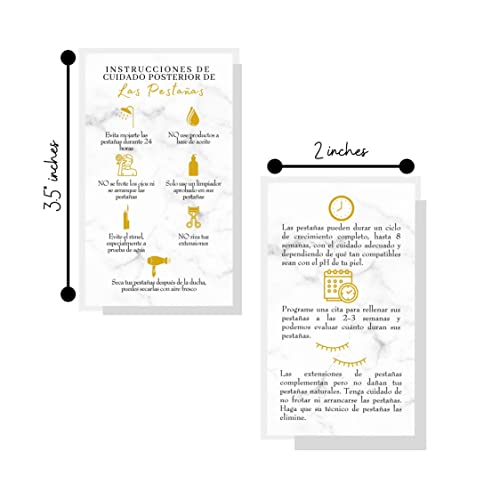 Spanish Lash Aftercare Cards 50pk | Eyelash Extension Supplies