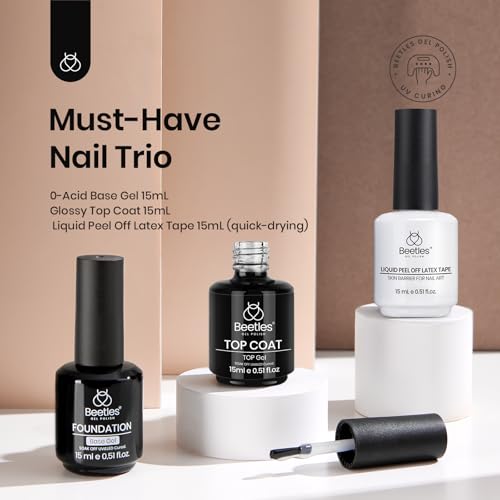 Beetles No Wipe Gel Top & Base Coat Set N-Clear-3 – 3x15ml Gel Nail Polish Kit