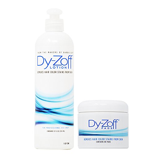 Dy-Zoff Hair Color Stain Remover Lotion 12oz with 80 Pads - Hair Color Removal