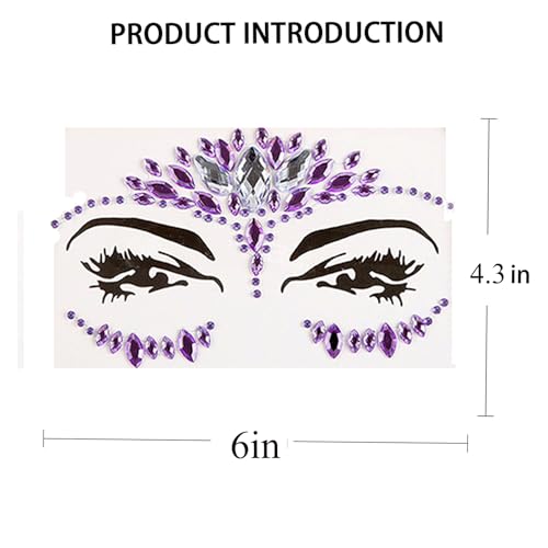 Purple Rhinestone Face Stickers 2-Pack – Waterproof Self-Adhesive Gems