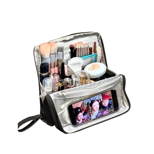 Upright Makeup Bag with Phone Holder & Divider