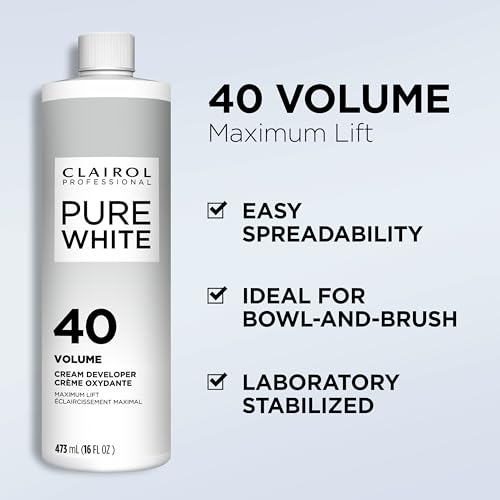 Clairol Professional Pure White 40 Volume Hair Developer 16 Fl Oz - Lightening & Gray Coverage